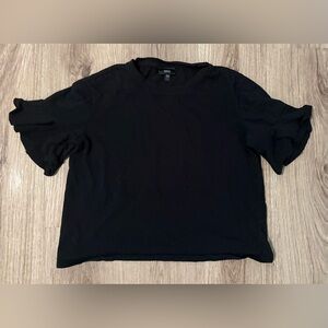 Mossimo Black Crop Tee with Ruffle Sleeves